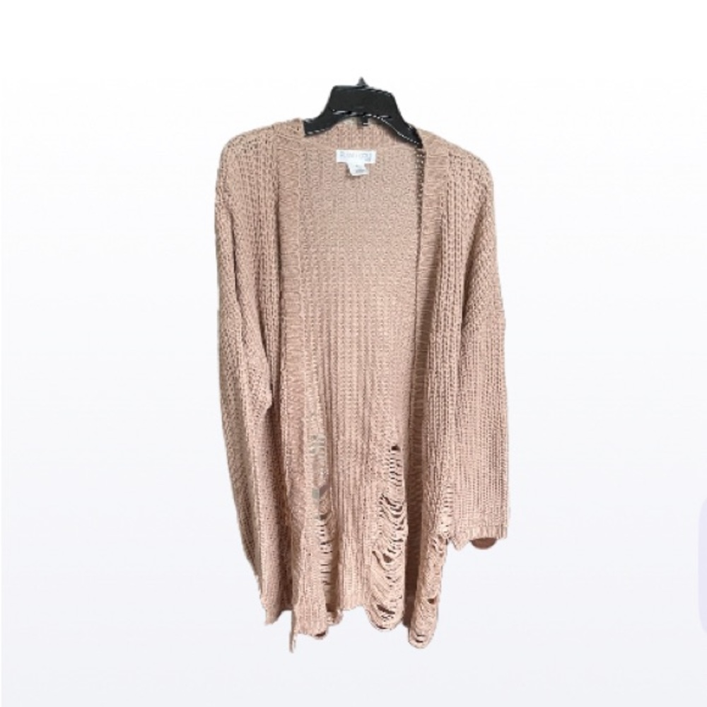 Planet Gold Ripped Long Cardigan
